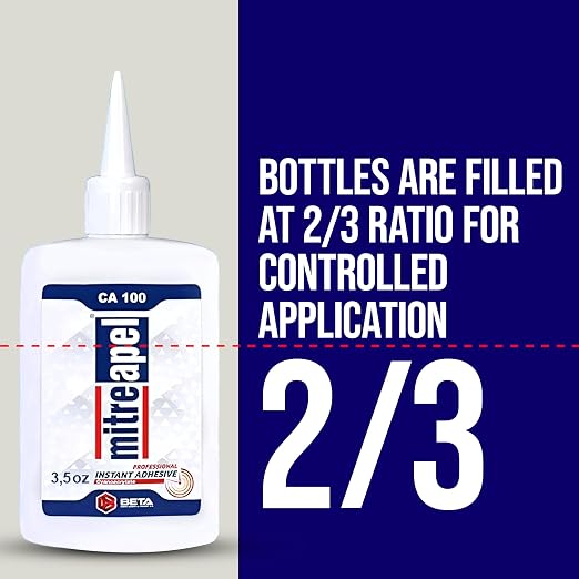 MITREAPEL Cyanoacrylate (CA) Super Glue (3.5 oz) for Plastic, Metal, Leather, Ceramic - Fast Adhesive for Woodworking, Hobby Models, Carpentry - 1 Pack