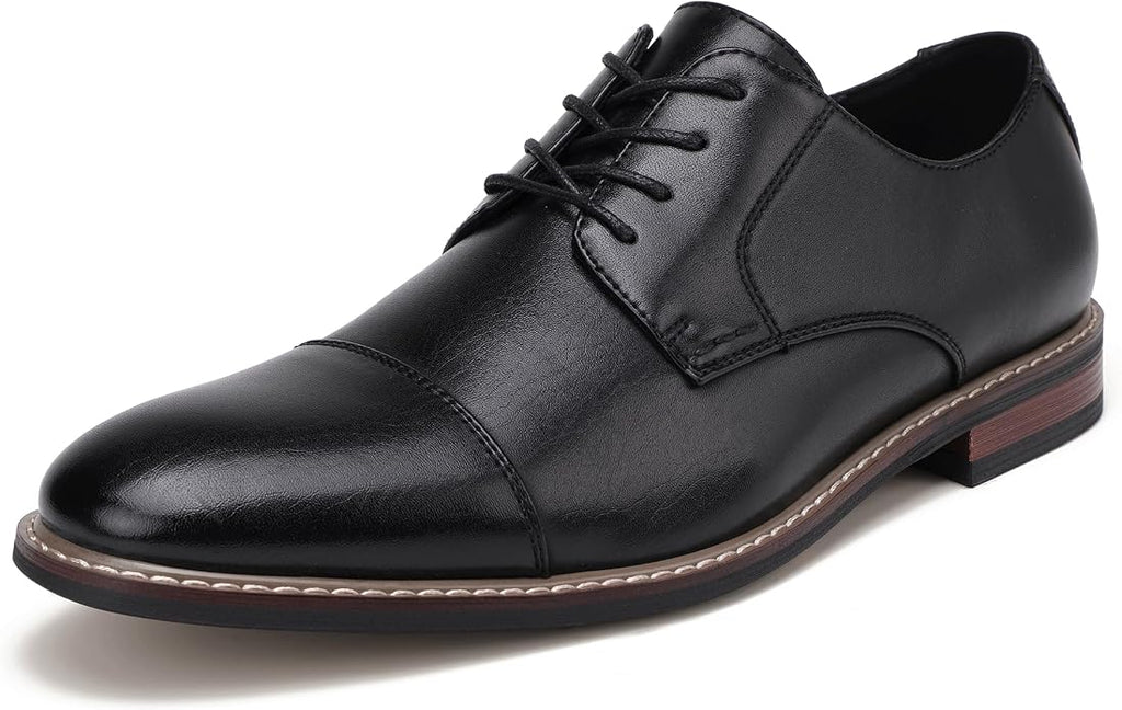 Mens Classic Cap Toe Dress Shoes Oxford for Office | Polished PU Outer Shell,Ventilated Comfortable Latex Insole. Formal Footwear Suited for Office Engagements ,Outings,Weddings