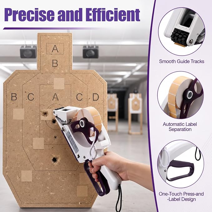 Label Applicator, Target Pasters Gun with 4 Rolls Target Pasters | Manual Applicator Target Paster Gun Hand Held Portable Sticker Labeler for Retail Store Warehouse Targets Repair Yh-30