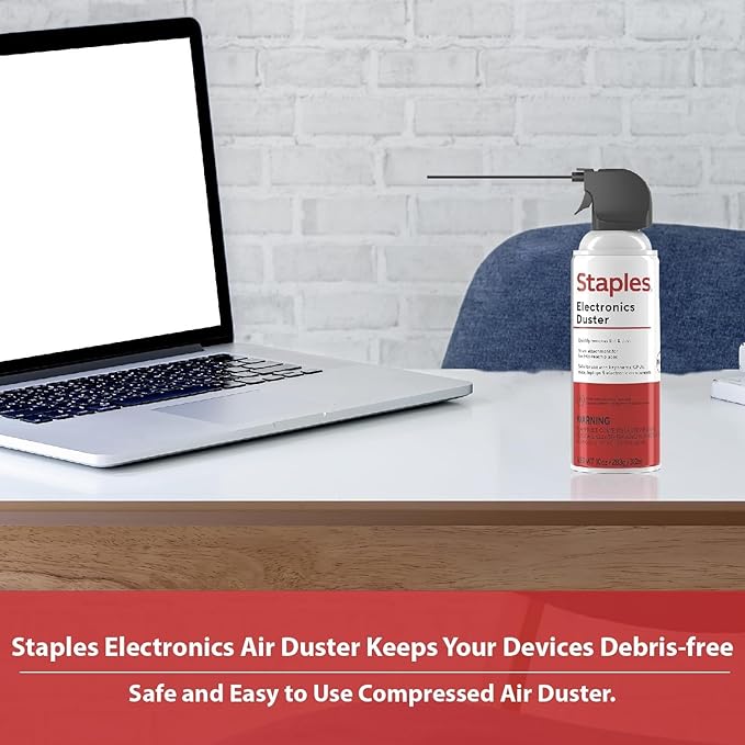 Staples Compressed Air Duster – 10 oz. Can for Electronics, Keyboards & Office Devices