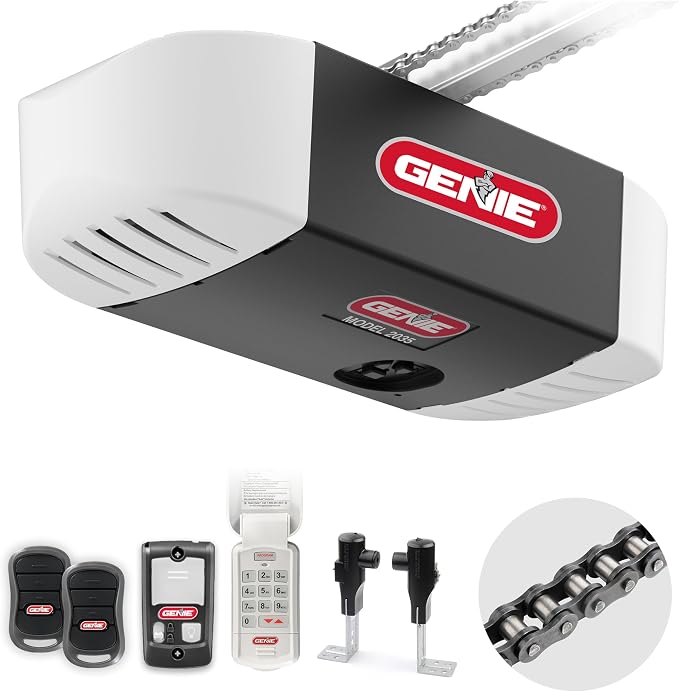Genie Chain Drive 550 Garage Door Opener, Heavy Duty Chain Drive Opener, Model 2035-TKO | Heavy Duty Chain Drive, Durable Rail, 2 Remotes, Wireless Keypad, Wall Console, Safe-T-Beams, for Residential Garage Doors