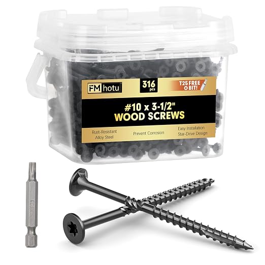 #10 x 3-1/2” Deck Screws, 316Pcs Star Drive Wood Screws | Rust Resistant Timber Screws for Timber/Log/Landscaping Wood, T25 Star Bit Included, Black