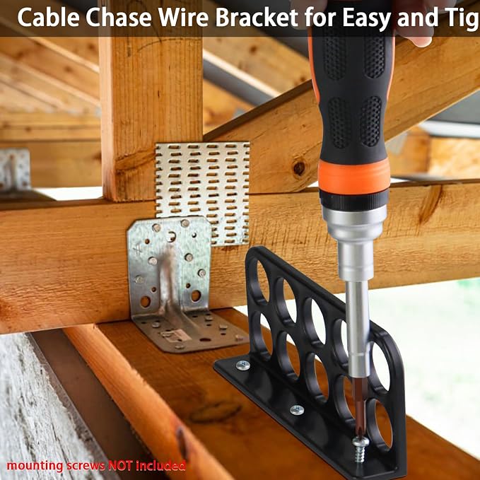 12Pack Cable Chase Wire Bracket,Cable Chase Bracket Support Organizer for NMB,Wire Stackers Keep Electrical Cord Tidy Clean&Save Time Space Labor,1" with 10-Hole Design