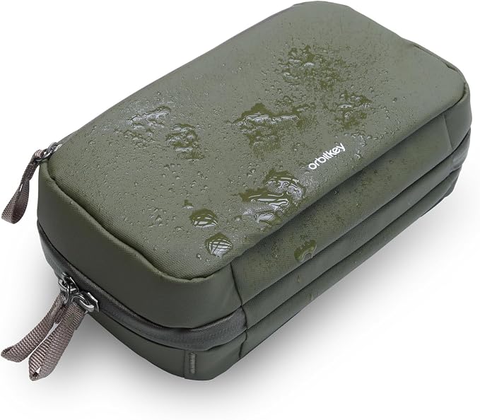 Orbitkey 2-in-1 Tech Accessory Pouch with Detachable Slim Sleeve – Travel Electronics Organizer for Cables, Chargers, Earbuds, Power Bank – Compact Gadget Bag & Portable Tech Storage Case (Olive)