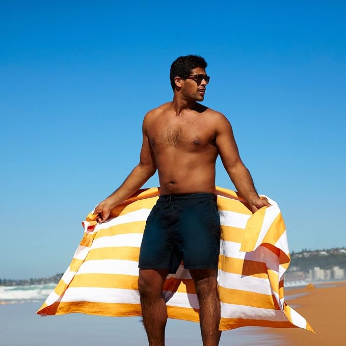 Dock & Bay Beach Towel - Quick Dry, Sand Free - Compact, Lightweight - 100% Recycled - Includes Bag - Cabana - Ipanema Orange - Large (160x90cm, 63x35)