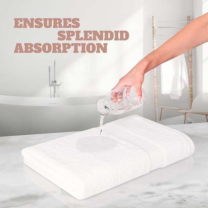 White Bath Towels 24x50 Inch, 6 Pack - Extra Absorbent Cotton Towel Set for Bathroom