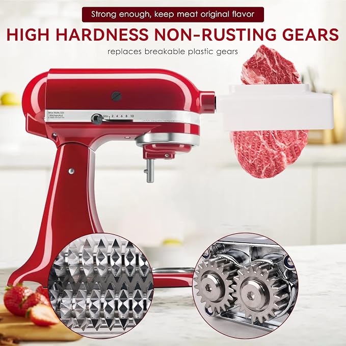 Meat Tenderizer Attachments for KitchenAid Stand Mixers, Accessories and Attachhments for Kitchen Aid with Sturdy Stainless Steel Gears Accessories