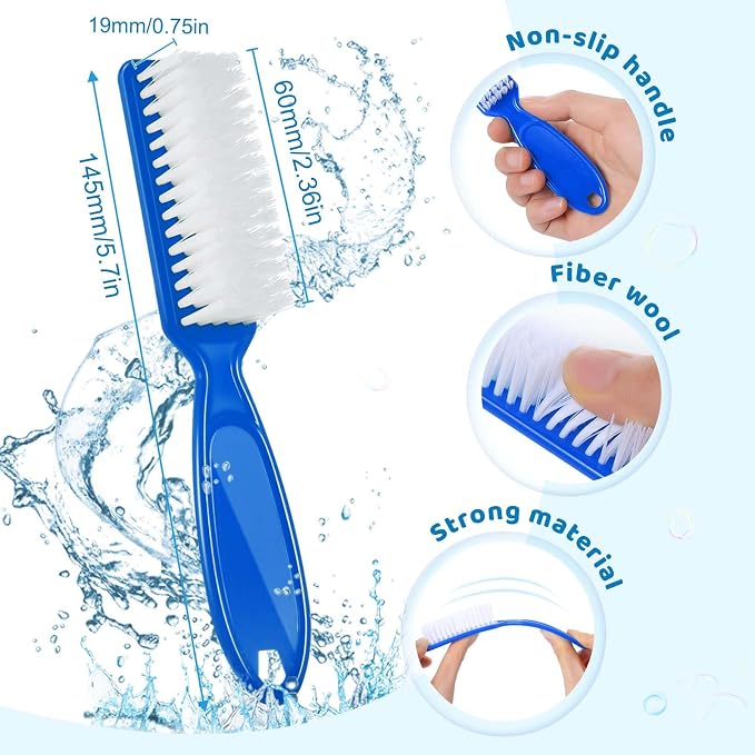 Patelai 200 Pcs Handle Grip Nail Brush Bulk Fingernail Brushes Pedicure Brush for Feet, Toes and Cleaning Fingernail(6 Colors)