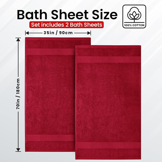 Infinitee Xclusives Jumbo Bath Sheets Towels for Adults – 600 GSM (35X70 Inches)– 100% Ring Spun Cotton, Soft and Absorbent Large Bath Towels for Bathroom (Burgundy)