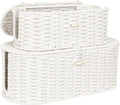 Set of 2 Cable Management Box, Handwoven Paper Rope Cord Hider Organizer Boxes with 3 Side Open Slots, Cable Organizer Box to Hide Cords Power Strip, USB Hub, TV Wires for Home, Office,Cream