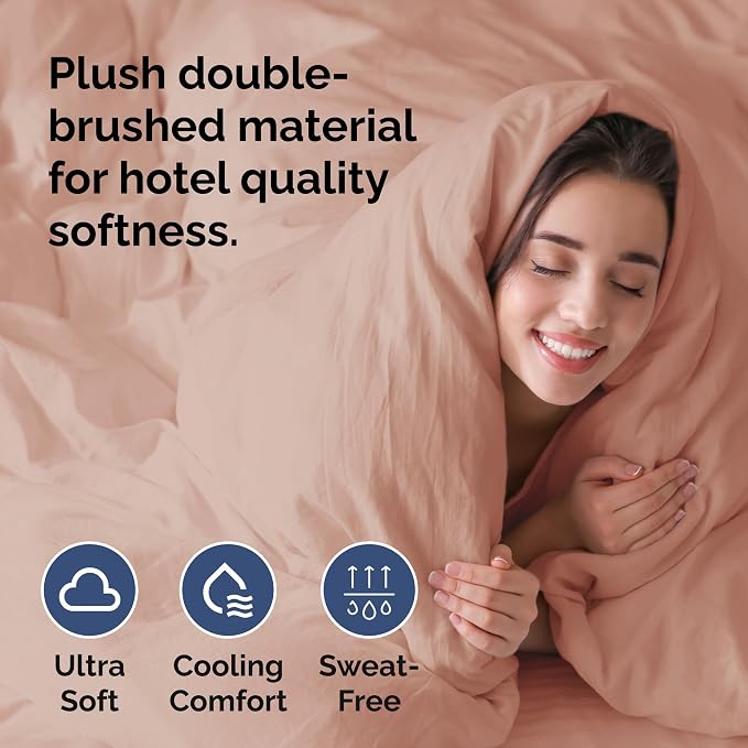 Duvet Cover Full Size Set - Extra Soft Full Duvet Cover 80" x 90" with 2 Pillow Shams for Women, Men, Kids & Teens - Hotel Luxury, Easy-Care w/ Zipper Closures & Ties - Comfy and Breathable (Mauve)