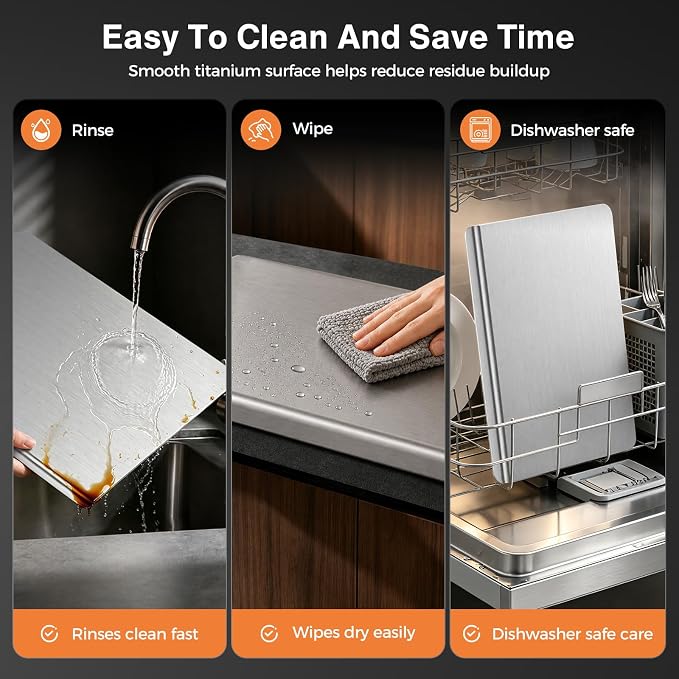 Titanium Cutting Boards for Kitchen, Pure Titanium Cutting Board, Non-Slip Chopping & Kneading Board, Dishwasher Safe Cutting Board for Meat, Fruits, Vegetables & Baking, With cutting Mat,"24 x 16"