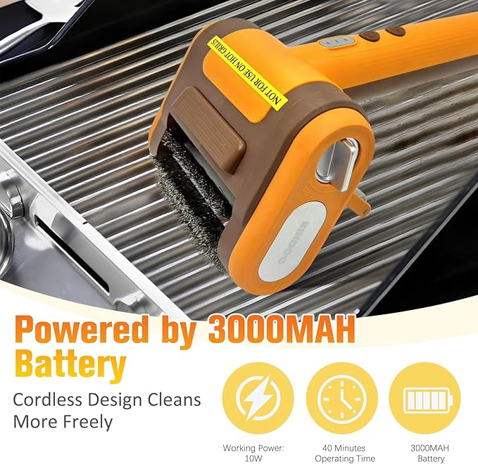 Electric Grill Brush Bristle for Outdoor Grill, Grill Cleaning Brush Rechargeable BBQ Cleaner Brush Head,Safe Grill Brush with Scraper for Cast Iron Stainless-Steel Grates,Yellow