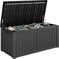 Outdoor Storage Box, 155 Gallon Large Outdoor Resin Deck Box, Storage Waterproof Boxes Lockable Lid for Garden Tools, Pool Supplies, Patio Furniture and Cushions, Black