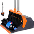 Tiumso Broom and Dustpan Set with 51'' Long Handle, Upright Broom and Dustpan Combo for Home Kitchen Office Restaurant Garage Lobby Dog Cat Pets Hair - Grey and Orange