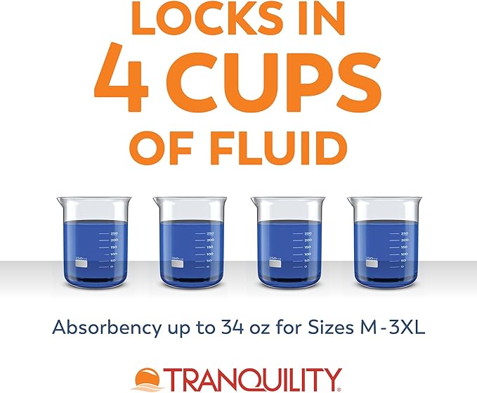 Tranquility Premium OverNight Disposable Absorbent Underwear (64 Count) - L, 44-54 in. Waist - Maximum Absorbency, All-Night Sleep, Breathable Comfort, 64 Adult Diapers