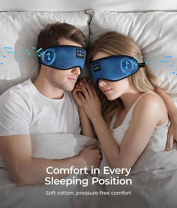 MUSICOZY Sleep Headphones, Bluetooth 5.4 Sleep Mask Headband Headphones Sleeping Eye Mask, Wireless Music Earbuds Earphones with HD Stereo Speakers Cool Gadgets Gifts (Midnight Blue)