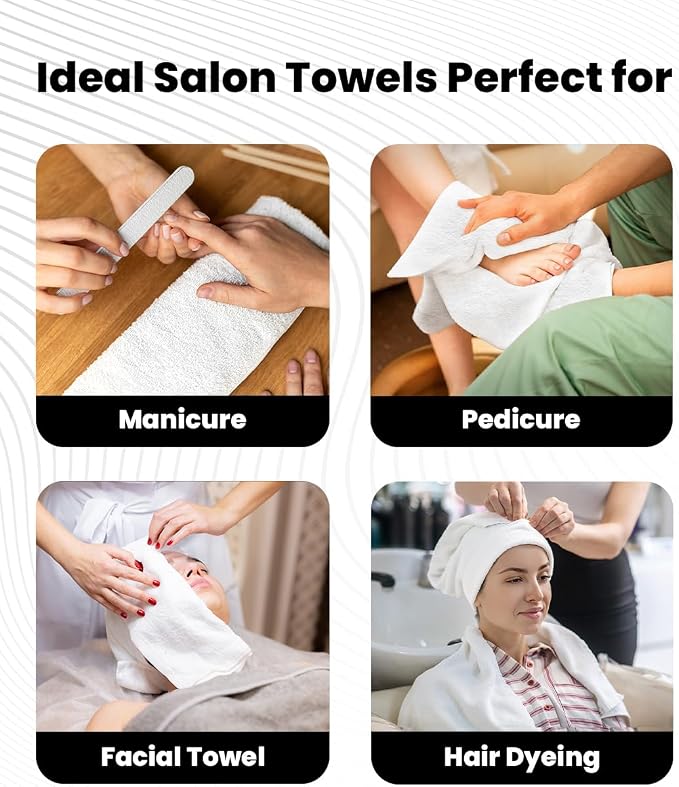 Avalon Towels Salon Towel - White Hand Towels Bulk Pack of 24 - 100% Cotton Absorbent Spa, Facial & Gym Towel for Working Out - 16x27 Inches (Not Bleach Proof)