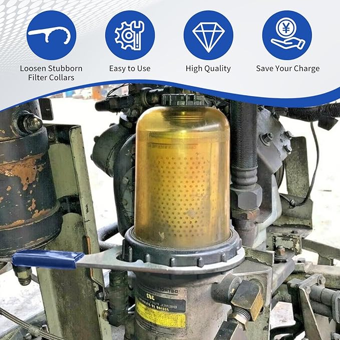 3-Piece Diesel Fuel Filter Wrench Set (4.6/6/8 Inch) - Heavy-Duty Steel w/ Non-Slip Grip - Fits Detroit Diesel DD13/15/16, Navistar, Cummins ISX, Peterbilt - Replaces 482017, 380134, 382, 61060 (BLUE)