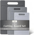 COOK WITH COLOR Non-Slip Cutting Board Set – Kitchen Essentials with Easy Grip Handle for Meat, Veggies, and Fruits, 3 Cutting Boards, Gray