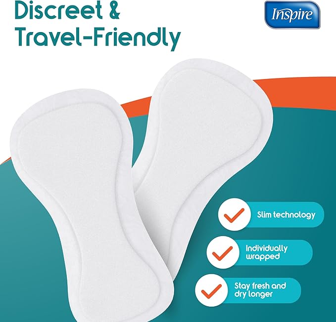 Inspire Ultra Absorbency Incontinence Booster Pads | Absorbs Over 4 Cups! | for Women or Men, Adhesive Strip Use in Incontinence Underwear and Diapers Leak-Free (22 Count)