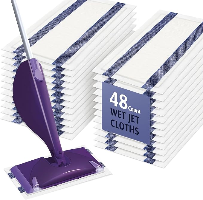 AIR U+ Disposable Mop Pad Refills for Swiffer Wet Jet Mops, Thickned and Absorbent Wet Pads Refill, 48 Count