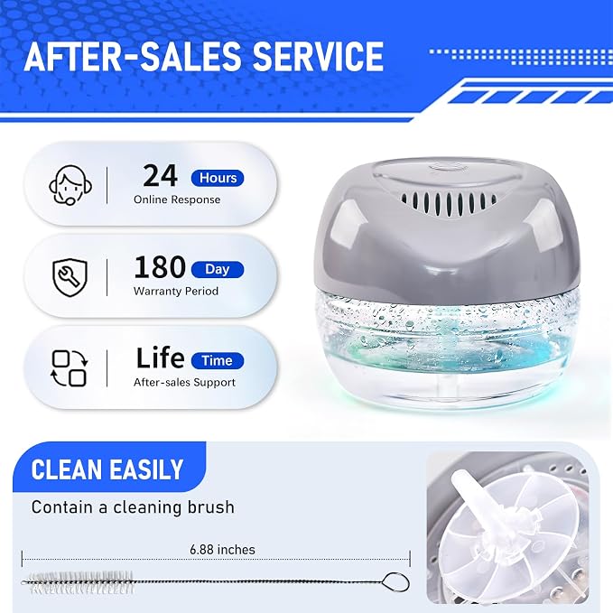 Water-Based Purifier Air Washer, Variable Speed Air Washer Aroma Diffuser with 7 Color 6 LED Night Light, Aroma Fresher Small Air Cleaner, Air Revitalizer & Freshener for Home, Office