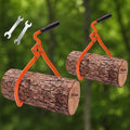 Blulu 2 Pcs 20 Inch, 16 Inch 2 Claw Log Tongs Logging Skidding Tongs with Non Slip Grip Stainless Steel Hand Log Grapple Lifter Handling, Dragging, Carrying Tool for Moving Wood Trees