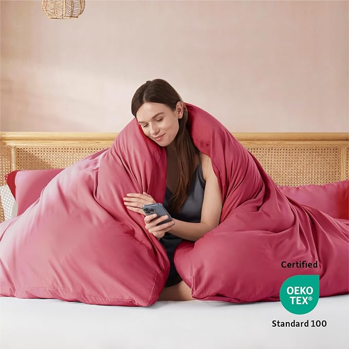 Nestl Twin Duvet Cover Set - Soft Double Brushed Burgundy Red Duvet Cover Twin XL, 2 Piece, with Button Closure, 1 Duvet Cover 68x90 inches and 1 Pillow Sham