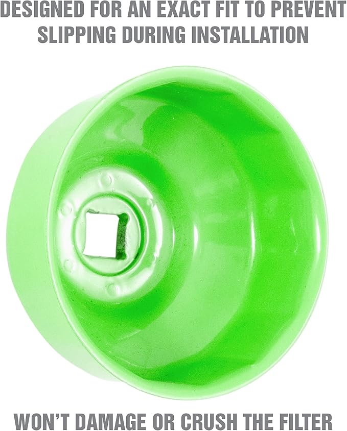 OEMTOOLS 87140 64mm 14 Flute Oil Filter Wrench, Green, 3/8 in Drive, Prevents Slippage, Wide Compatibility