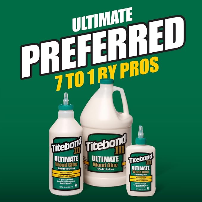 Titebond III Ultimate Wood Glue 16 Oz. (12 Pack) – Premium Professional Woodworking Adhesive, Waterproof, Strong Initial Tack, Interior/Exterior Use, Easy Water Cleanup – 1414