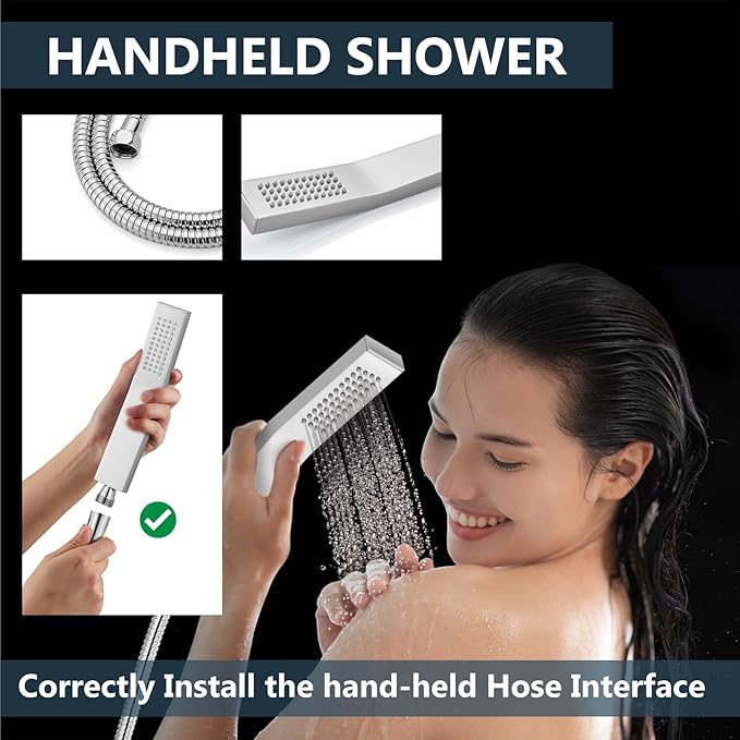 Aolemi Shower Faucet Set Rain Shower System with Handheld Spray Bathroom Shower Combo Rough-in Valve and Shower Trim Kit Included Polish Chrom 10 Inch Wall Mount Shower Head