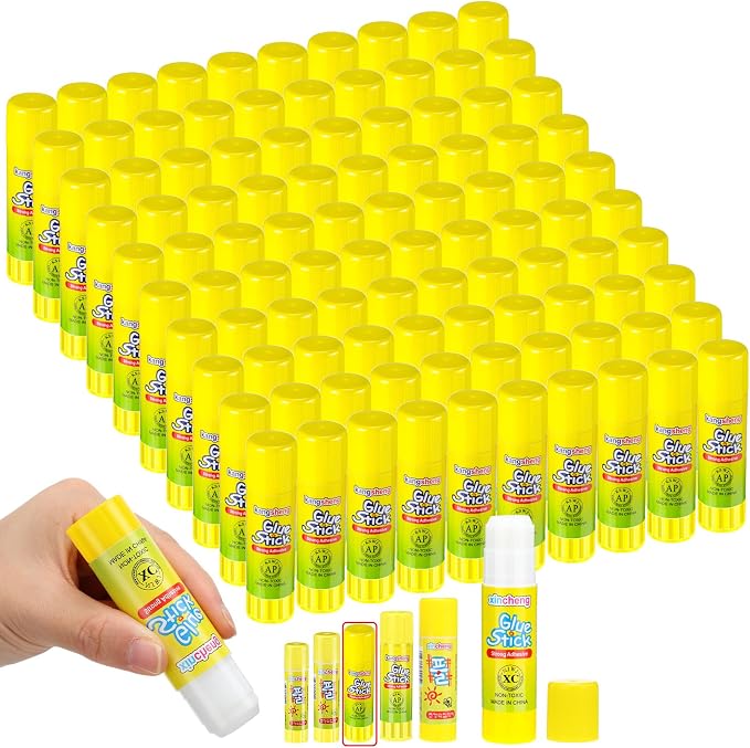 0.53 oz White Glue Stick Washable Glue Stick for Crafts Home School Classroom Students Teachers Employees Scrapbooking Crafting Supplies (100 Pcs)