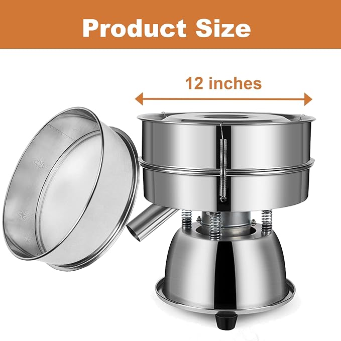 Sidasu Automatic Vibrating Sieve Shaker – 40 Mesh + 60 Mesh Flour Sifter, Electric 110V 55W Sifter Machine for Flours, Herbal Powder