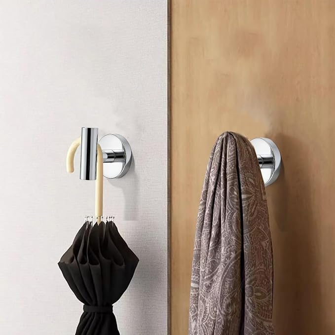 Wall Mounted Bathroom Towel Hooks for Hanging Clothes,Hat,5 Pack Polished Chrome Coat Hook Robe Hooks.Suitable for Hotels and bathrooms.