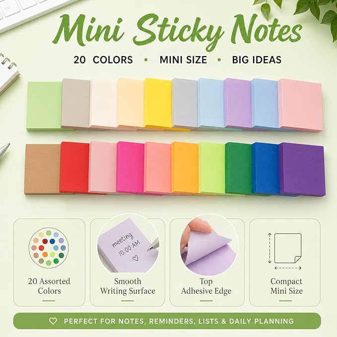 Fainne 120 Pack Sticky Notes Bulk 3 x 3 inch Self Stick Note Pads Multicolor Paper Memo for Office School Supplies Student Teacher Classroom Back to School Essentials, 50 Sheet/Pad (Mix Color)