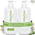 Routine Wellness Anti-Thinning Shampoo and Conditioner Set for Thinning Hair - Biotin DHT Blocker Women & Men - Color Safe Shampoo for Hair Loss & Healthier Hair - Pear Blossom & White Lotus Set