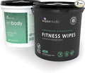 Wipex Gym Cleaning Wipes Bundle - Get (1) 400ct Lemongrass Surface Wipes & (1) 225ct Body Cloths for After Workout, Plant-Based Fitness Equipment Wipes, Clean Surfaces & Mats and Peloton Bike