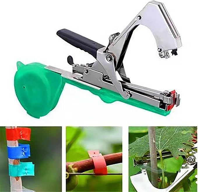 Plant Tying Machine Plant Tying Machine with Green Tape Plant Tape Gun Plant Tying Machine Tool Plant Strapping Machine Garden Agricultural Tools for Grape Tomato Cucumber Vine