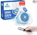 PREMIUM Urinal Screen Deodorizer-12 Pack, LONG-LASTING (Up to 30 DAYS/3000 FLUSHES), ANTI SPLASH & ODOR CONTROL, Urinal Cakes for Men Bathroom, Ocean Breeze Scent, with Gloves & Tongs