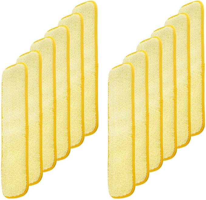 Washable Microfiber Mop Pad Refill, 12 Pack 24 inch Flat Mop Pads, Commercial Reusable Mop Pads for Wet and Dry Cleaning, Squeeze Cleaning Mop Heads Replacement