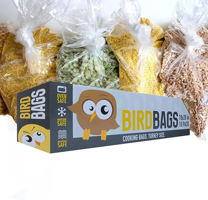 DL Wholesale BirdBags Turkey Bags, 18” x 20” 10 Pack, USA & EU-Approved, Freezer & Oven Safe, Great Heat-Safe 450*F Perfect for Cooking in Ovens & Brining, Heavy Duty Cook Bag for Turkeys