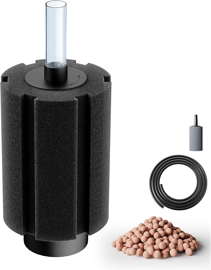 80-150 Gal Aquarium Sponge Filter with Ceramic Media and Bubble Diffuser Ultra Quiet Fish Tank Filters fit Breeding Fry Betta Shrimp Fish Tank (Large(6 Pack) for 80-150 Gal)