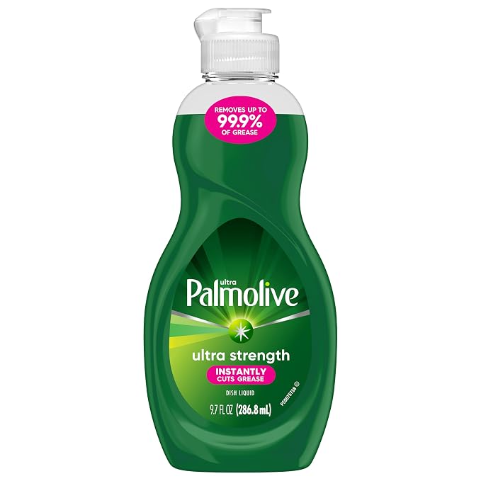 Palmolive Ultra Strength Liquid Dish Soap, Cuts Grease and Grime, No Soaking Needed, Powerful on Plastics, Dishwashing Liquid, 9.7 fl oz Bottle