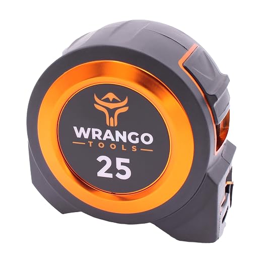 Tape Measure 25 FT - Measuring Tape Retractable - Oversized & Double-Sided Print - Blade Lock, Finger Brake - High Performance Nylon Coating, 10' Stand-Out - 13' Reach / 1-1/16" Blade
