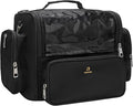 Makeup Brush Bag, Clear Makeup Brush Holder with Lid, Extra Large Capacity Travel Cosmetic Bag Makeup Artist Must Haves, Black Makeup Case, Make Up Organizers and Storage, with Adjustable Dividers