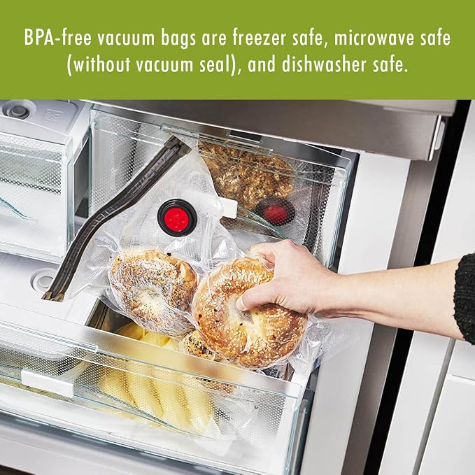 MATERIALS: BPA- free, vacuum bag: plastic (bag, zipper), silicone valve