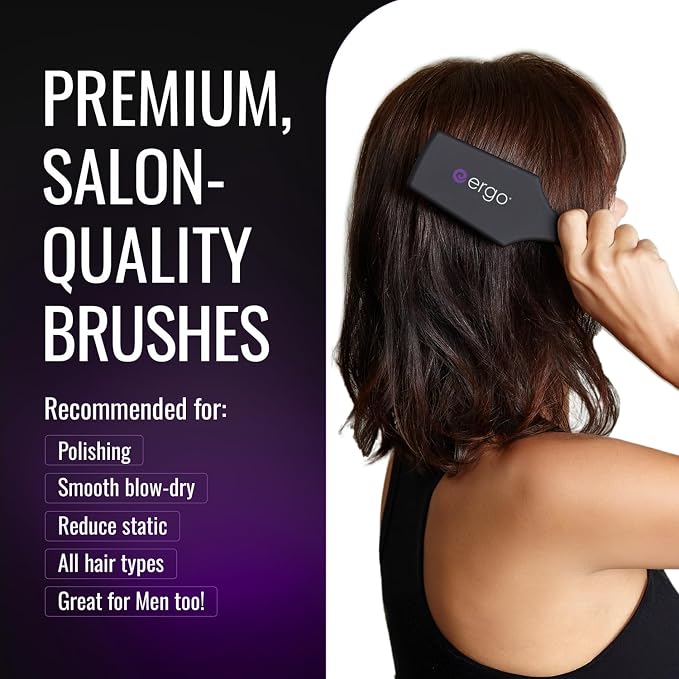 ERGO Mini Ionic Polishing Paddle Brush - Small Detangling Hair Brush for Wet & Dry Use - Professional Hair Care Styling Tool (ER500)