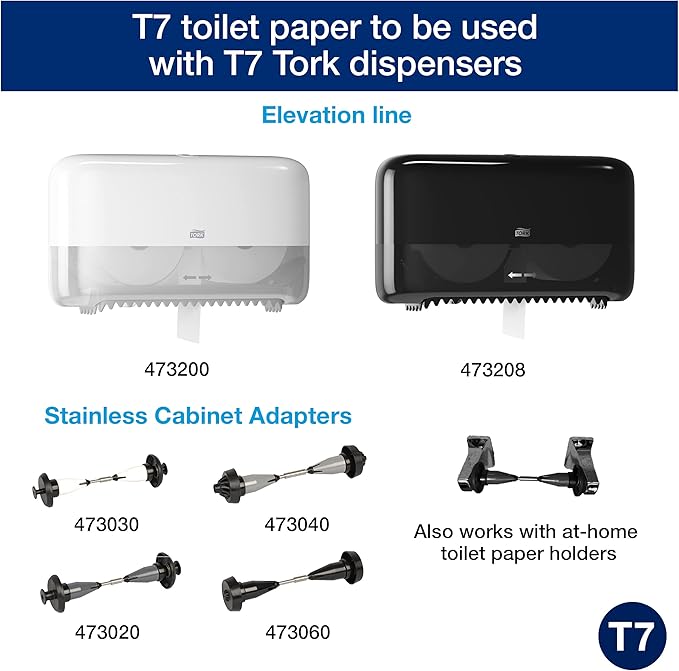 Tork Coreless High-Capacity Toilet Paper Roll White T7, Advanced, 2-Ply, 12 x 1000 sheets, 472881