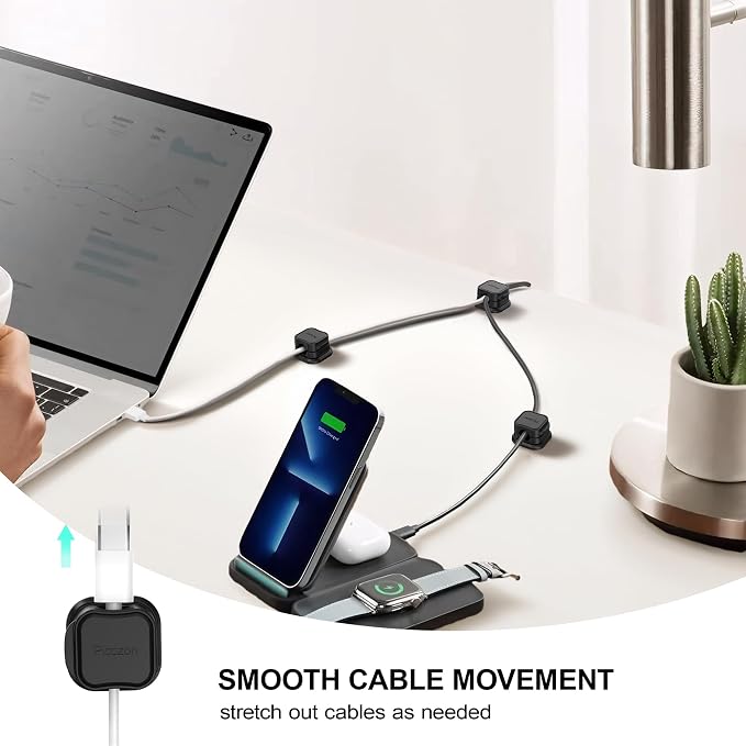 48 Pack Magnetic Cable Clip Organizer Cord Holder, Picozon Adhesive Cable Management, Wire Phone USB Charger Cable Holder, Keeper Organizer for Office Home Desktop Table - Black